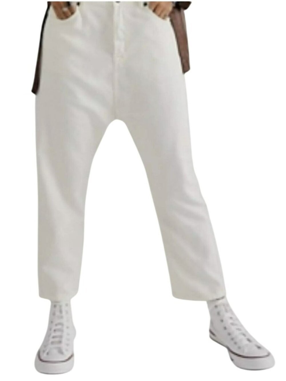 Free People Sandrine Rose Crouch White Sweatpants Cropped Medium NWT